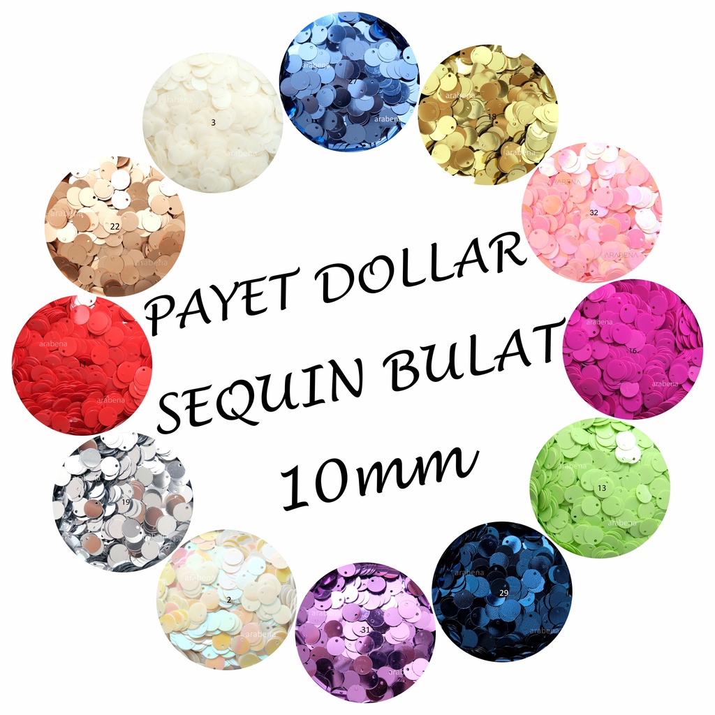 PAYET DOLLAR / SEQUIN BULAT 10mm ANEKA WARNA