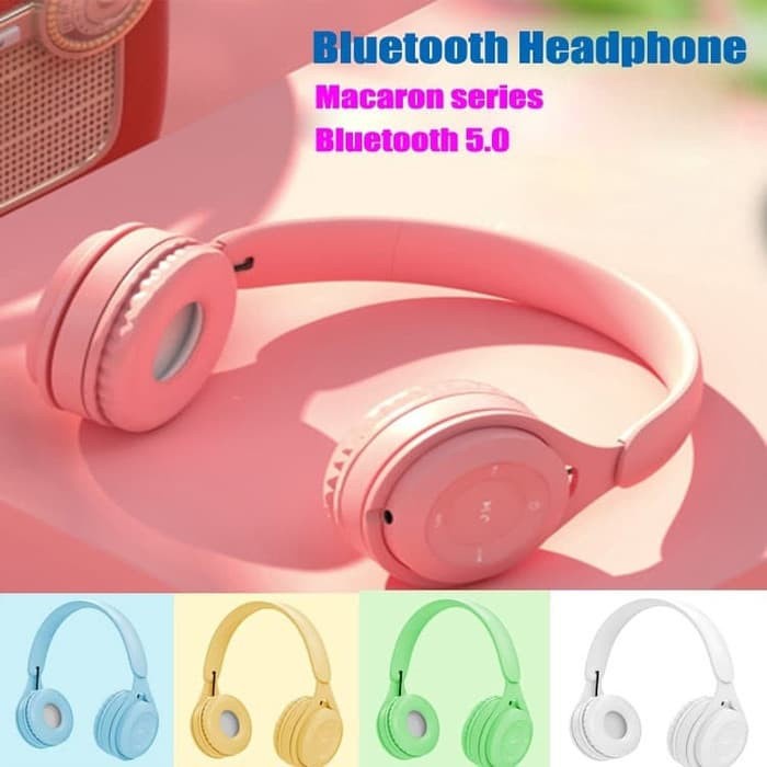 Headphone Extra Bass Wireless Y08 Macaron Bluetooth Headphone