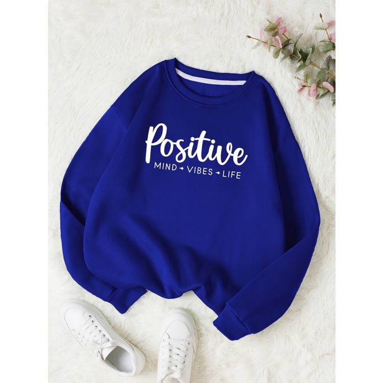 POSITIVE Sweatshirt Basic II Sweater Crewneck Print DTF II Sz M - XL Anak &amp; Dewasa ( Pria &amp; Wanita )