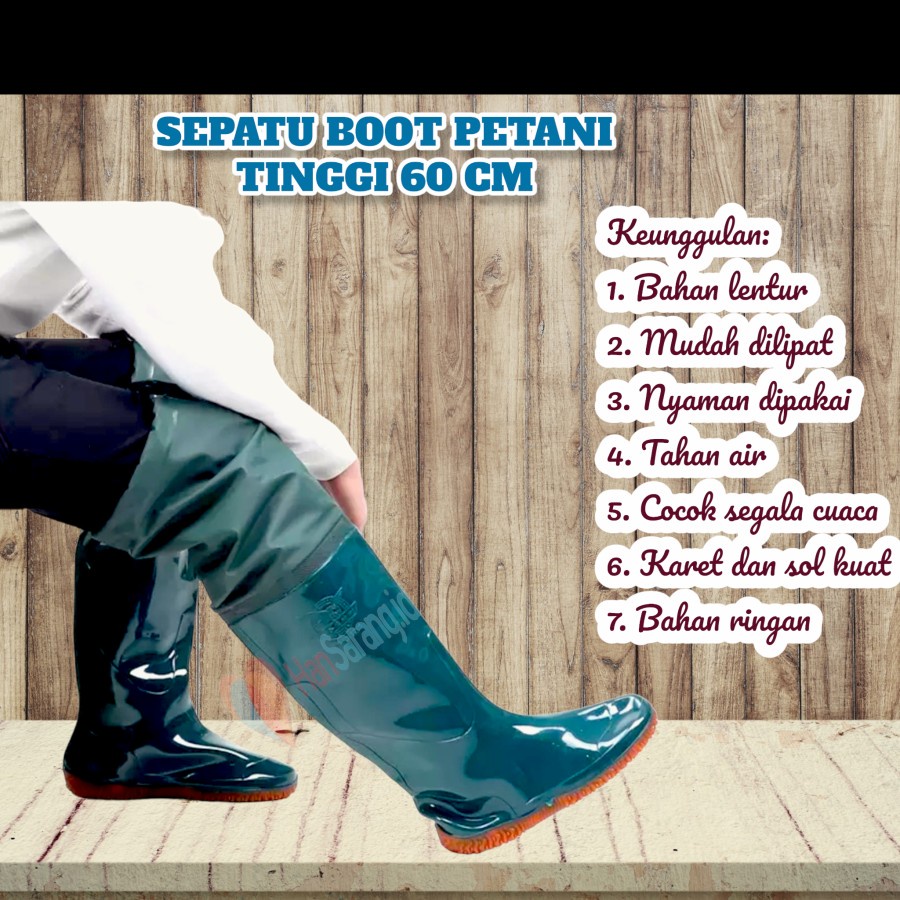 Sepatu Boot Sawah Anti Keong boots bud bod karet ladang kolam mancing ternak Panjang 60 80 110 CM