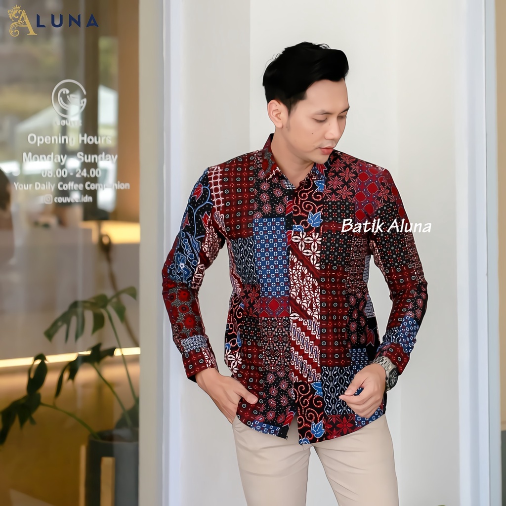 Batik Pria Lengan Panjang Slimfit Atasan Batik Premium Pria Cowo Batik Pekalongan Original Modern Seragam Kantor Jumbo SBA 11