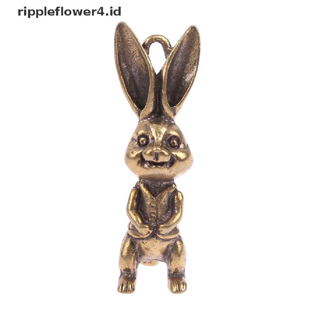 {rippleflower4.id} Gantungan Kunci Kelinci Lucu Kuningan Antik Liontin Zodiak Animal Key Chains Hiasan~