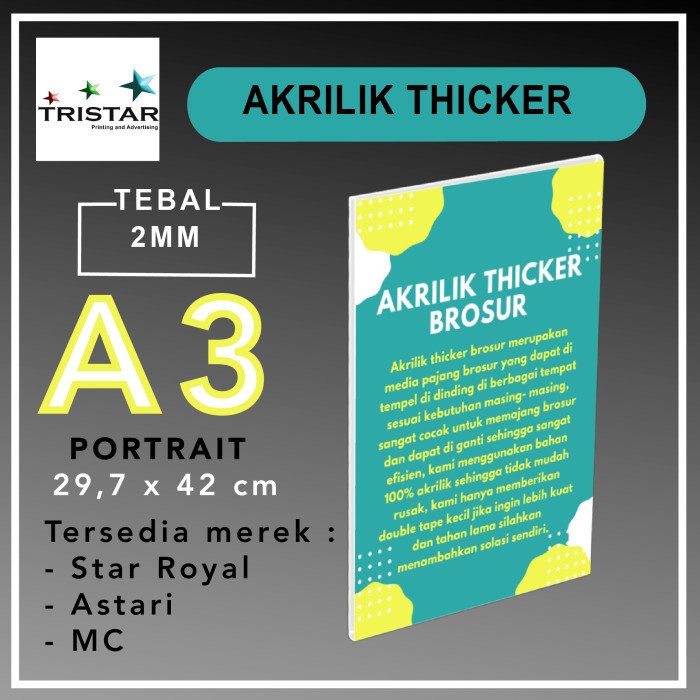 

TERBATAS Akrilik Thicker Brosur dinding / Akrilik tempel A3 Code 2946