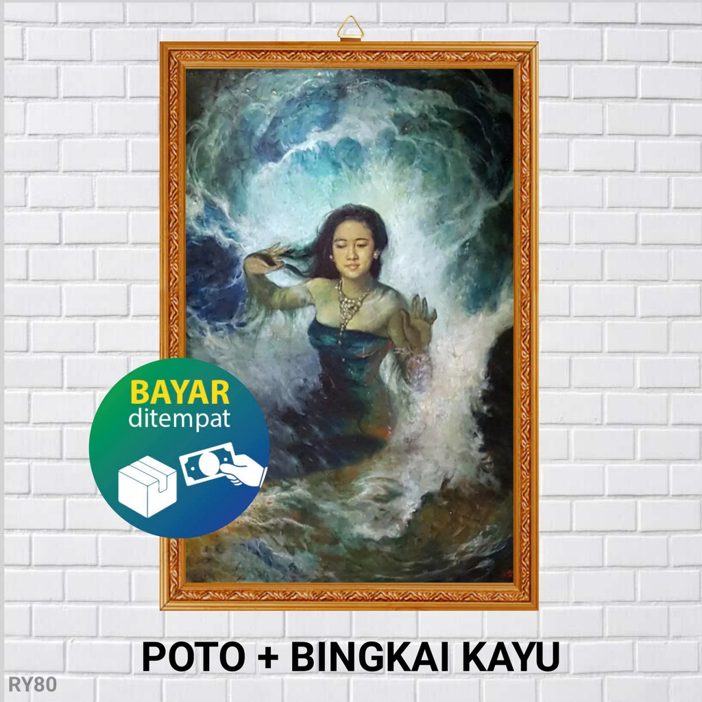 POTO + BINGKAI NYAI RORO KIDUL PANTAI SELATAN / POSTER NYAI RORO KIDUL / HIASAN DINDING KAYU / WALLD