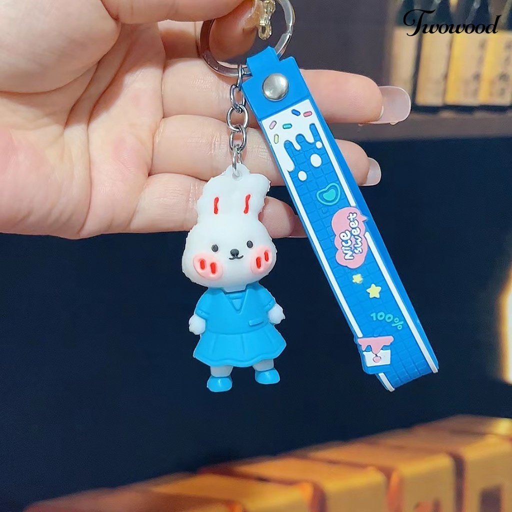 Twowood Rabbit Gantungan Kunci Kartun Serba Guna Tiga Dimensi Realistis Terlihat Dapat Digunakan Kembali Hias Dengan Lanyard Kelinci Lucu Tas Ponsel Mobil Gantungan Kunci Liontin Untuk Anak Perempuan