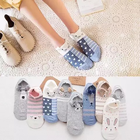 Kaos kaki Fashion wanita dewasa kaus kaki korea pendek motif kuping