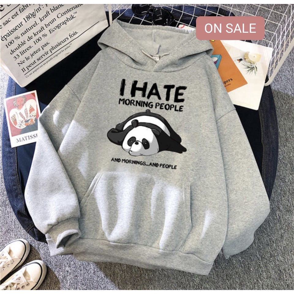 I Hate Morning People Jumper Hoodie II Sweater Hoodie Trendy II Sweter Oblong Topi Sz M - XL Anak &amp; Dewasa ( Pria &amp; Wanita )