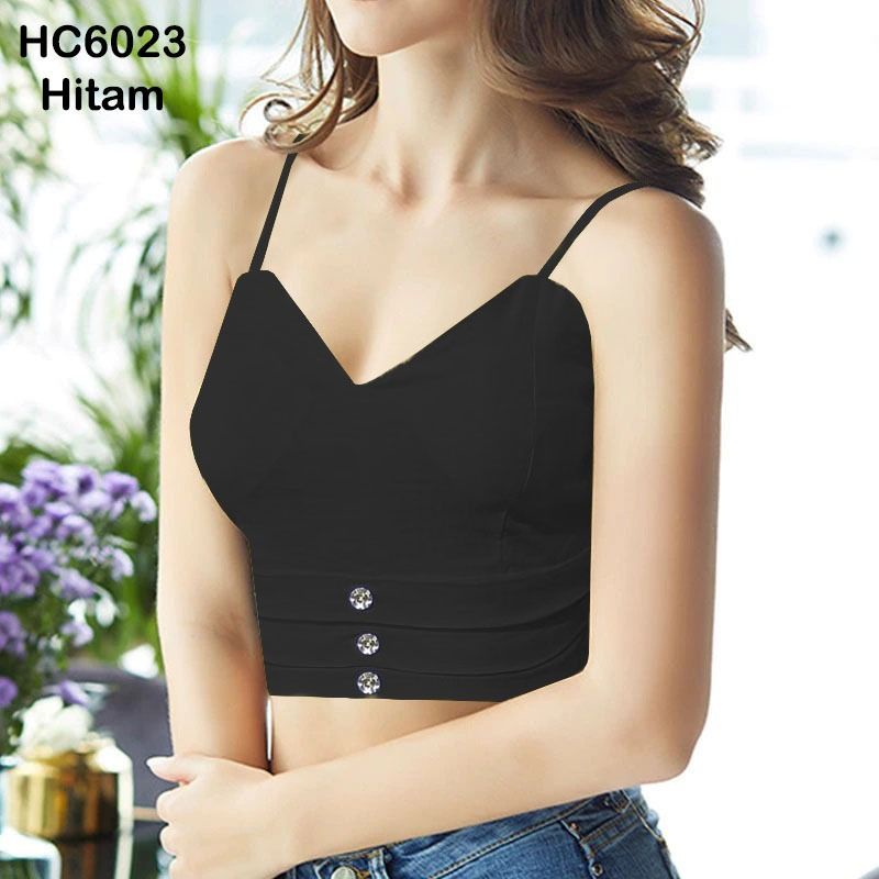 HC6023 Atasan Cotton Stretch Premium + Cup Bra / Atasan Tank Top / Atasan Blouse / Atasan Crop Top