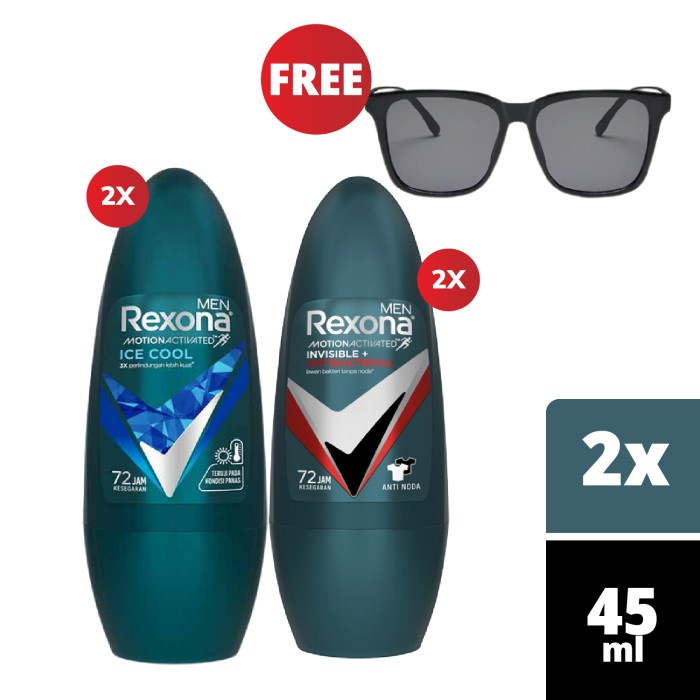 REXONA MEN DEODORANT ICE COOL 45ML + INVISIBLE ANTI BACTERIAL 45ML