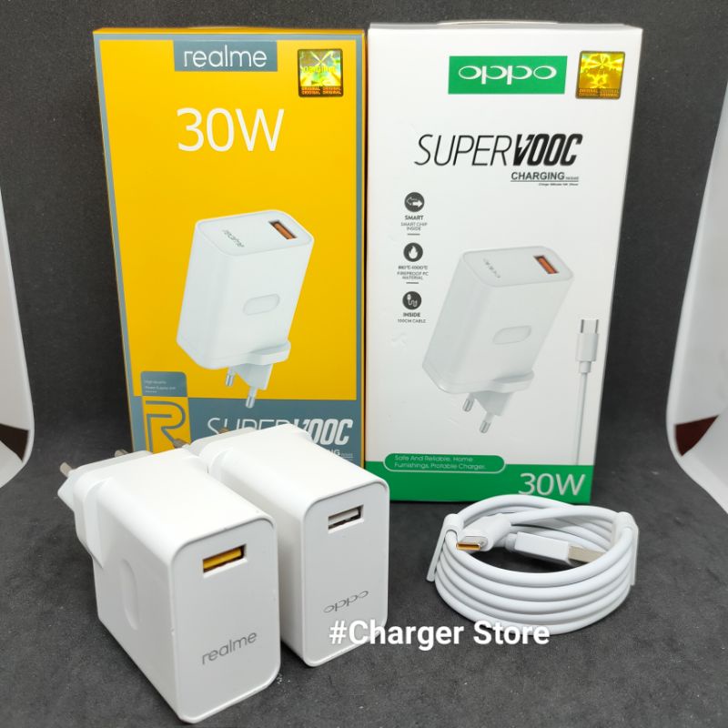 ORIGINAL 100% 30W VOOC Charger Realme Oppo Type C Fast Charging SUPER VOOC