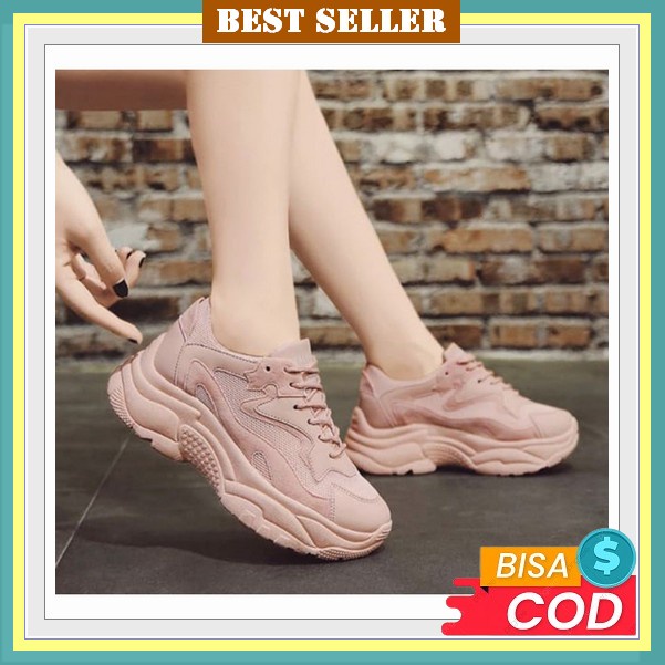 Sepatu Wanita Sneakers Import Terbaru Putih Hitam Korea Sekolah Tinggi Promo Branded Tipe S225 Hl888