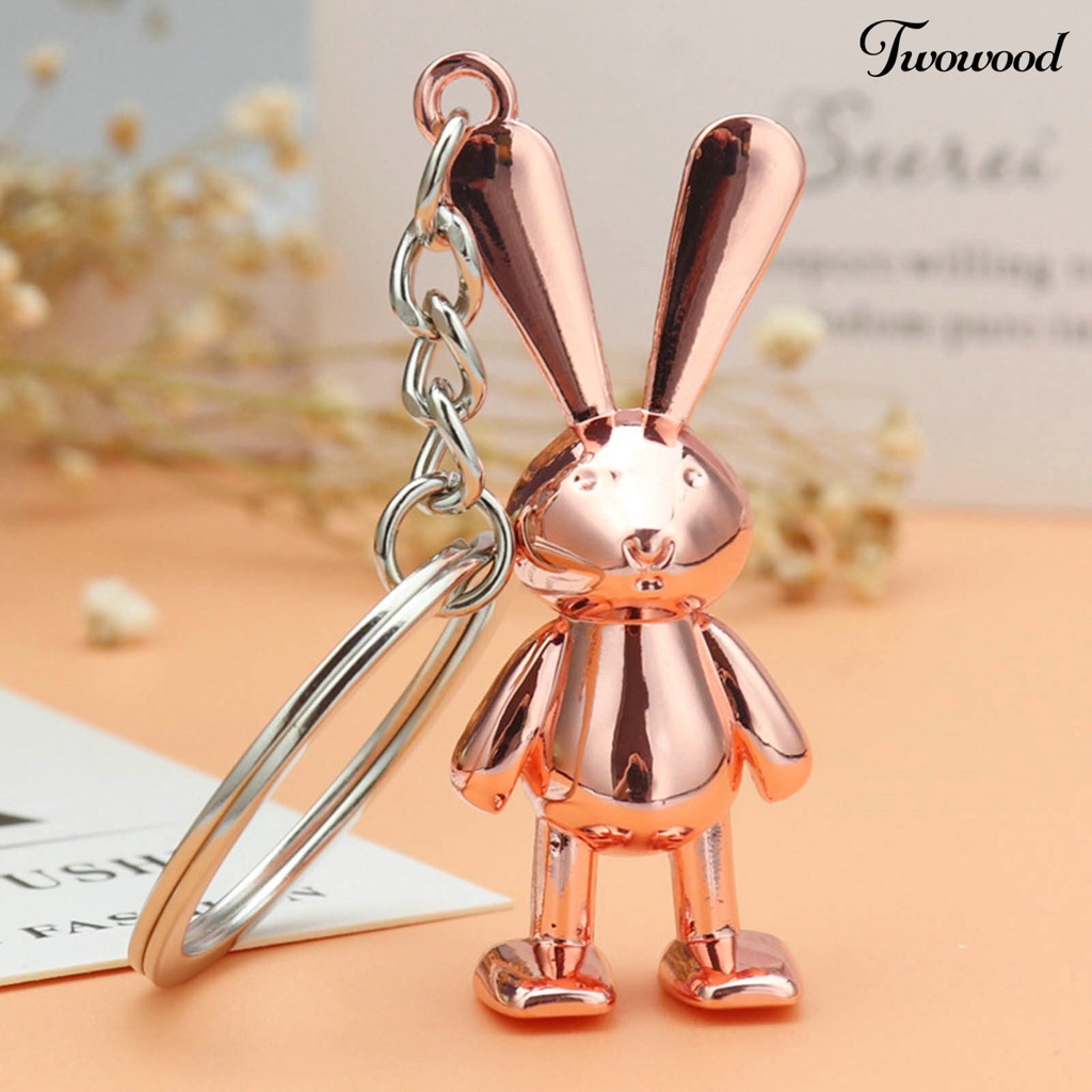 Twowood Kelinci Gantungan Kunci Kartun Serba Guna Tiga Dimensi Realistis Terlihat Electroplating2023Hadiah Tahun Baru DIY 3D Bunny Key Ring Pendant Wanita Pria Perhiasan Untuk Handbag