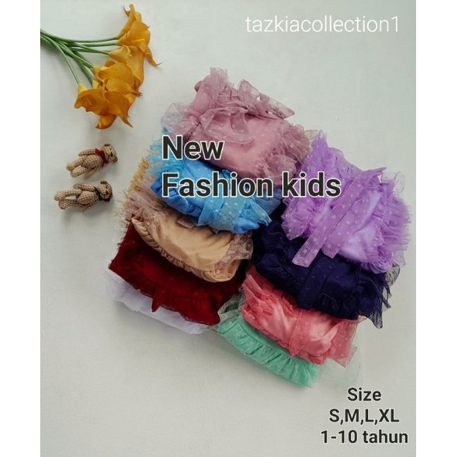 GAMIS ANAK BRUKAT BAHAN HYGET PURING TILLE DOT USIA 1-10 TAHUN WARNA UNGU LILAC MOCCA MAROON PUTIH T