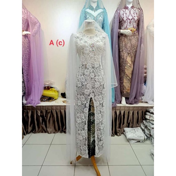 ready kebaya akad nikah Payet sematakai satu set rok kerudung selayer bahu)