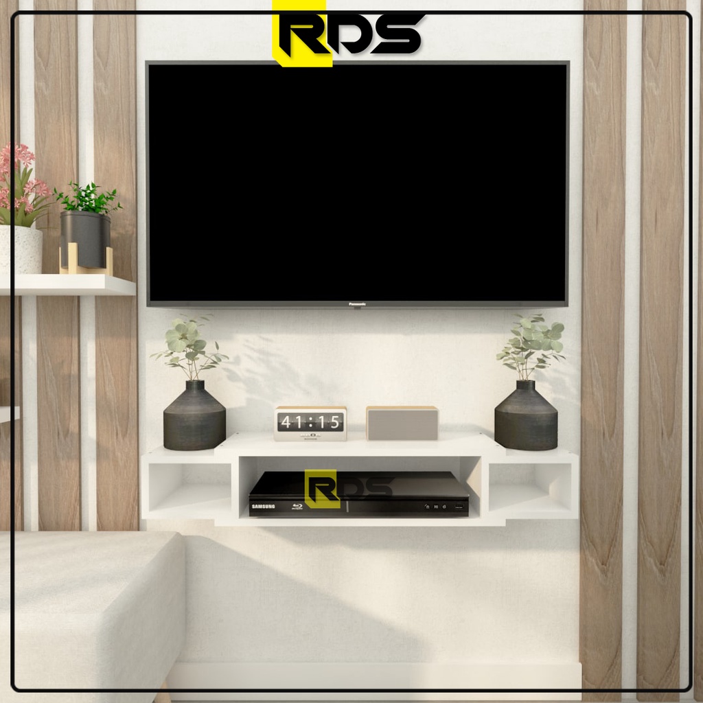 Rak Tv Minimalis Modern Terbaru Gantung Tempel Tembok Dekorasi Meja