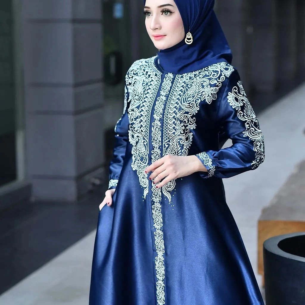 Gamis Satin Kristal Premium Pesta Kondangan Mewah Kekinian Viral 2023 Baju Gamis Wanita Dewasa Jumbo