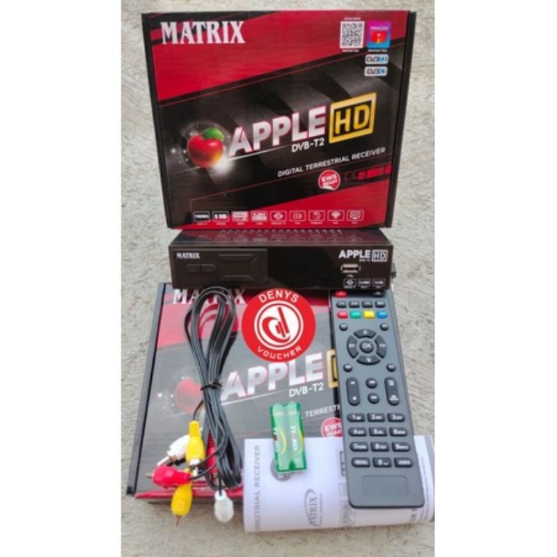 DVB T2 STB Matrix Apple Merah HD Set Top Box Youtube TV Digital SETOPBOX DIGITAL RECEIVER