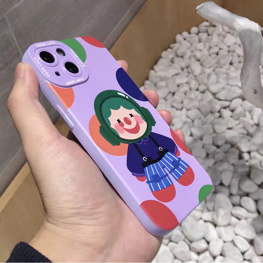 IPHONE Ins Motif Badut Cocok Untuk Iphone14 14pro 14Plus 14prm Iphone13 13pro 13prm Iphone11 7Plus 8Plus Xr XS 12 Pro Max Empat Sudut Casing Ponsel Tahan Guncangan