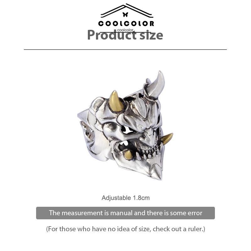 COD❤️Cincin Topeng Paduan  Pembukaan Tengkorak Dapat Disesuaikan  Elektroplating  Cincin Dua Warna- cl