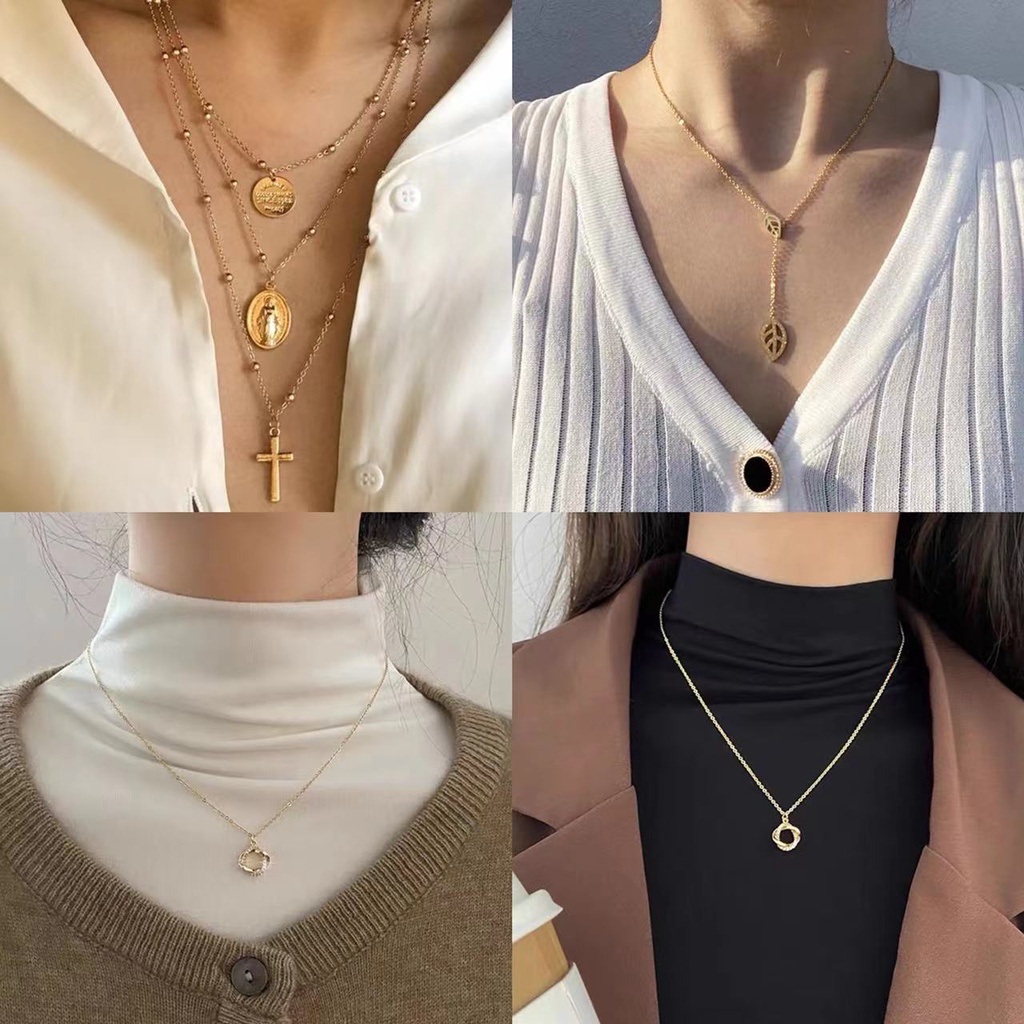French Smart Bow Dikombinasikan Dengan Alloy Kalung Wanita Penjahat Mewah Ringan High Sense level Musim Gugur Dan Dingin Sweater Rantai Hadiah Ulang Tahun