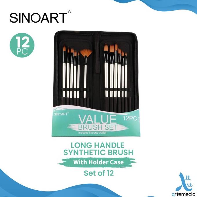 

Kuas Lukis Sinoart Set 12 Long Handle & Brush Cases