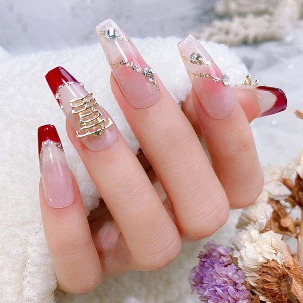 Needway Dekorasi Kuku Imlek Koin Berbentuk Pesona Kuku Fashion Berongga Tanda Dolar Nail Art Perhiasan Karakter Cina Manicure Aksesoris