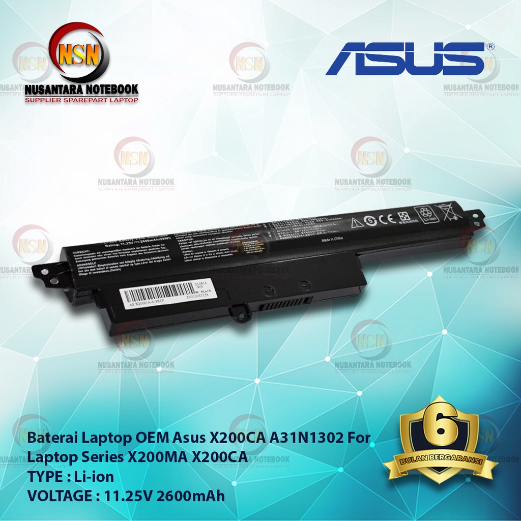 Baterai Asus X200CA A31N1302 For Laptop Series X200MA X200CA OEM