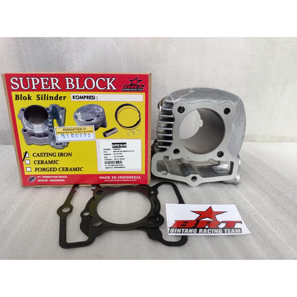 Blok Piston Bore Up BRT 53mm Beat deluxe Beat New Genio Scoopy New prestige Blok seher BRT Genio Beat deluxe Beat New Beat street New 53mm 125 cc ghio motor shop