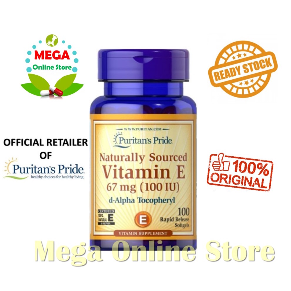 Puritan's Pride Natural Vitamin E 100 IU 100 Softgels