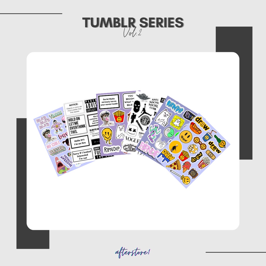 

PAKET 6 LEMBAR STIKER TUMBLR SERIES | STIKER PACK TUMBLR | STICKER TUMBLR AESTHETIC | STIKER HP LAPTOP