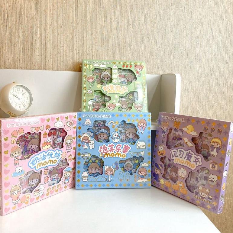 

➡#Sale✸ E0KDB 1 pack isi 100 Lembar Pcs Stiker Box Merk SENMU SEN MU Momo Sticker Set korea D65 ➡Baru