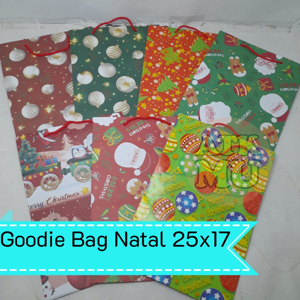 

Paper Bag Tali / Goodie Bag Natal Merry Christmas 25 x 17cm