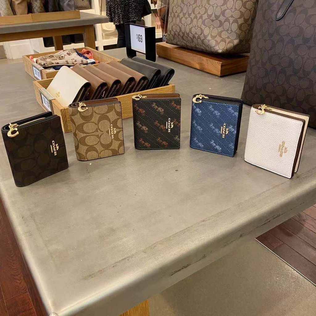 Coach Snap Wallet In Signature Canvas Coach Dompet wanita Lipat short wallet coach wallet coach Dompet