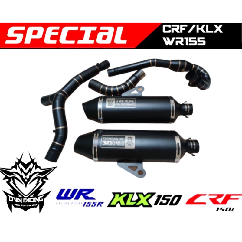 knalpot 2cabang originaL dvn Dop coating untuk motor crf,klx,wr155,d-tracker ( bisa bikin nama)