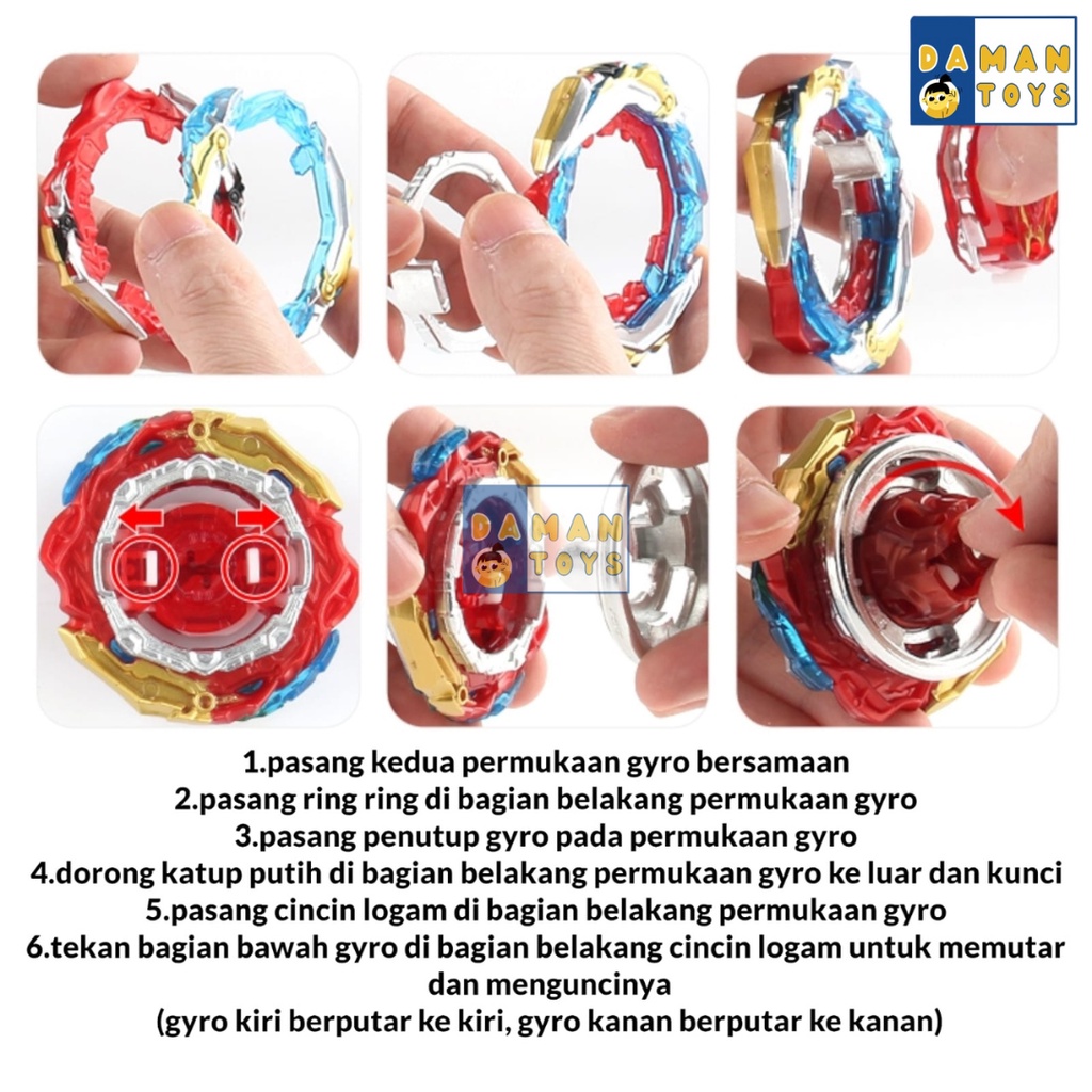 Mainan Gasing Beyblade 3in1 Superking Triple Booster Set Launcher Baru