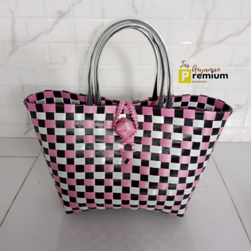 (T16) Sarung 23x14x23 cm Tas Anyaman Premium Situbondo/Souvenir/Tas Hajatan