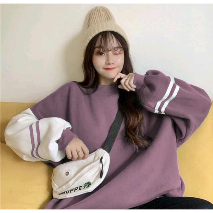 Sweater Crewneck TWO LIST Basic Atasan Outerwear Pria Wanita Oversize Kekinian Kasual Fashion Ala Korean