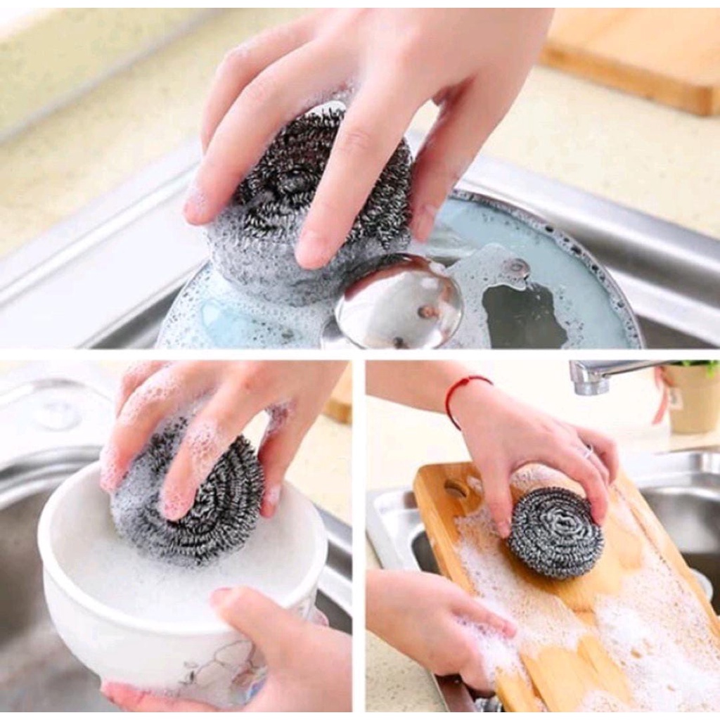 Spons Pembersih Karat / Sabut Kawat Cuci Piring / Spons Kawat Stainless Steel Dishwashing Wire