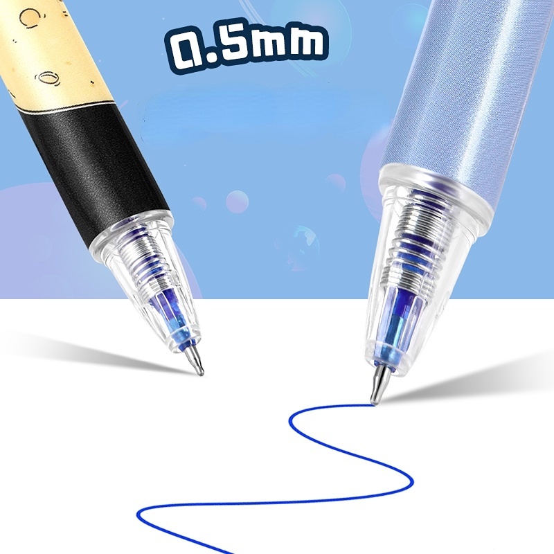 Hot Erasable Push Core Neutral Pen Dengan Eraser 0.5mm Blue Refill Tulisan Dan Menghapus Two In One Pena Tulisan Pola Acak Alat Tulis Kantor Siswa Umum