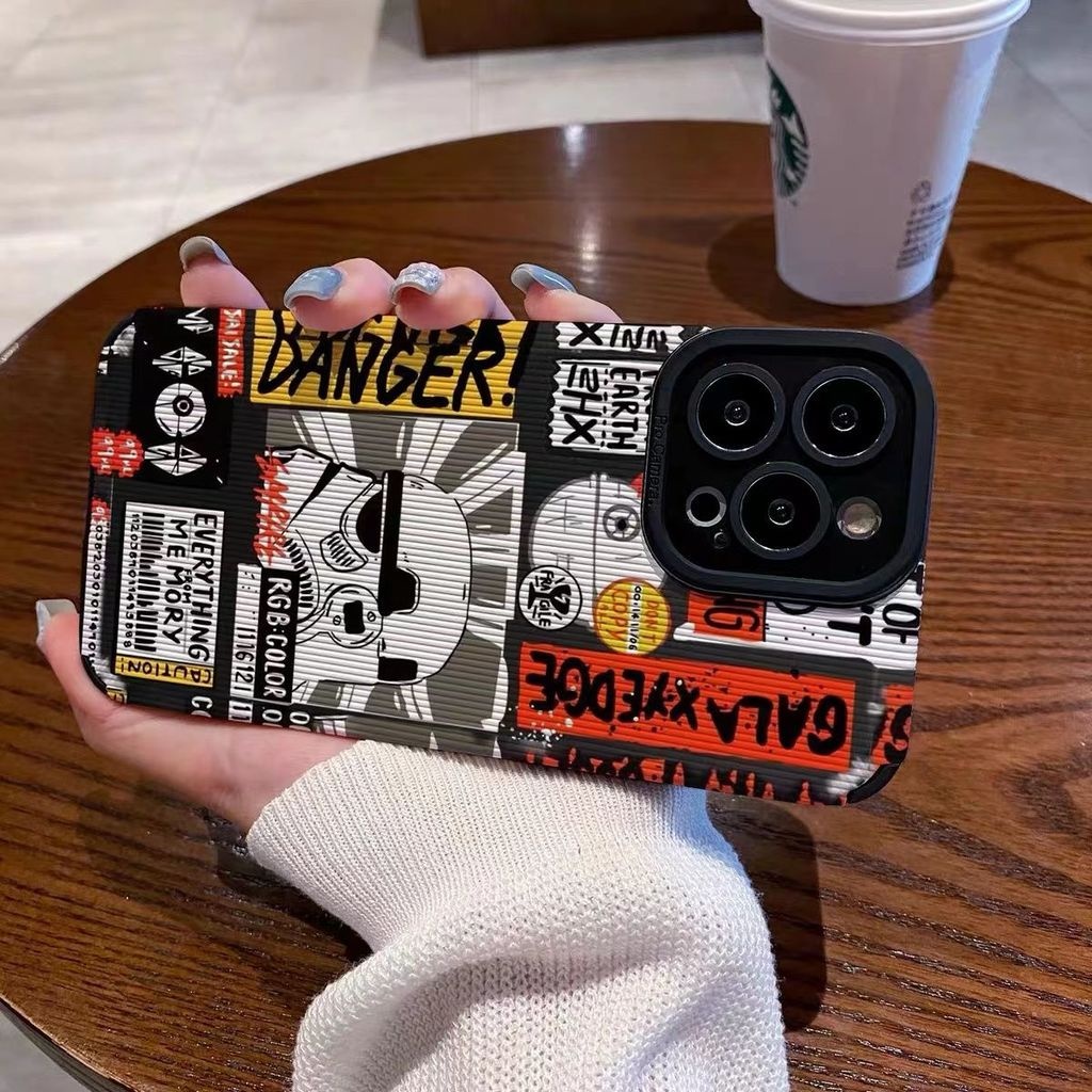 IPHONE Casing Ponsel Desain Print Kata Kartun Bahaya Galaxy Kompatibel Dengan Iphone12 13 14 11 Pro Max X Xs Max Xr Xxzdzx