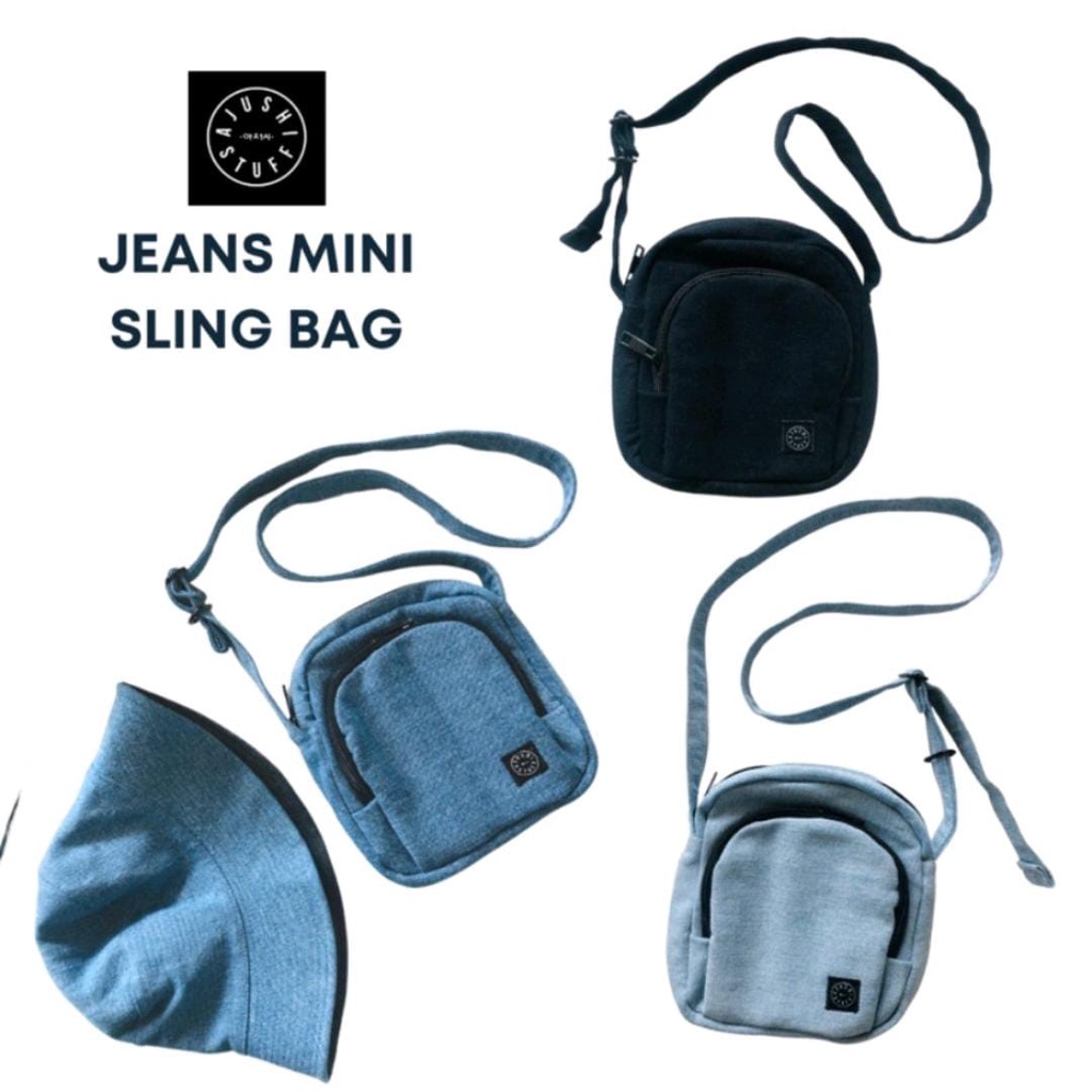 Tas Selempang Jeans Ajushi / Tas Jeans / Tas Selempang Jeans Unisex