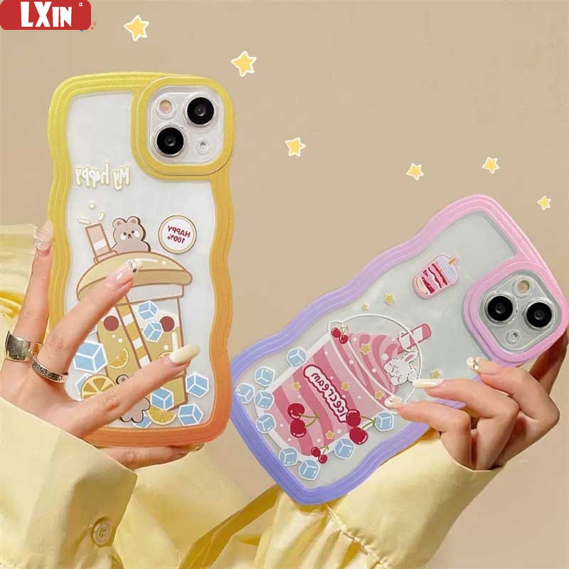 New Case Realme 10 C33 C30 C31 C35 C21Y C25Y Realme C11 C25 C17 C15 C12 C3 C2 Realme 8i 7i 5 5i 6i 7 Pro Musim Panas Gelembung Buah Teh Gelombang Tepi TPU Phone Case Cover