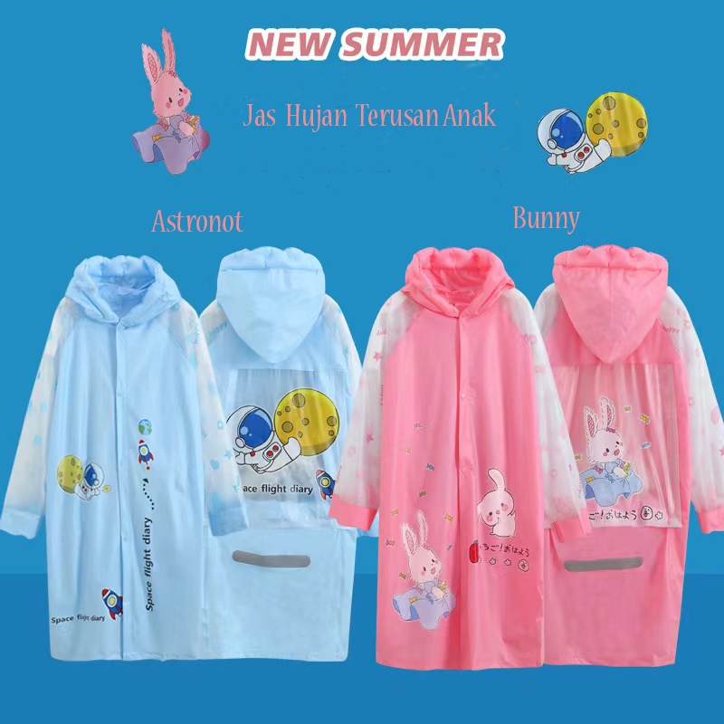 Mantel terusan anak /Jas hujan anak / jas hujan terusan anak bunny / jas hujan lucu / Motif kelinci /hujan setelan / jas hujan karakter 616
