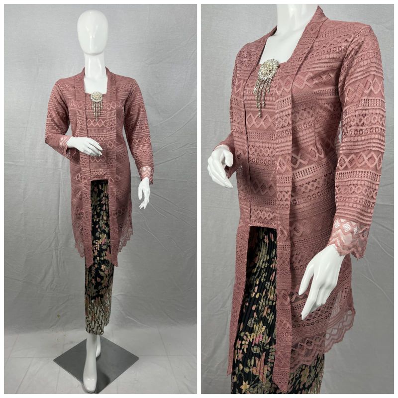 Realpict setelan kebaya Tunik brokat//kutubaru brokat Tunik//kebaya besanan//kebaya pesta modern