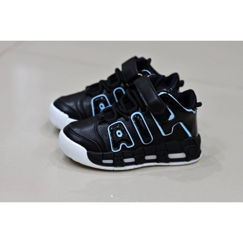 AIR UPTEMPO KIDS BLACK BLUE SNEAKERS ANAK