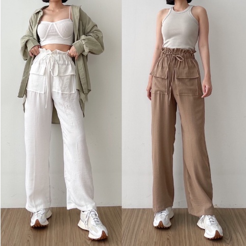 FC- Celana Kulot  Hanna Pants / Celana Kulot Highwaist Crinkle Double Pocket