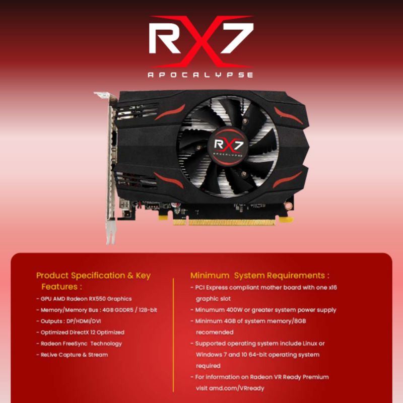 VGA RX7 RX 550 4GB DDR5 128 BIT REAL CAPACITY RESMI