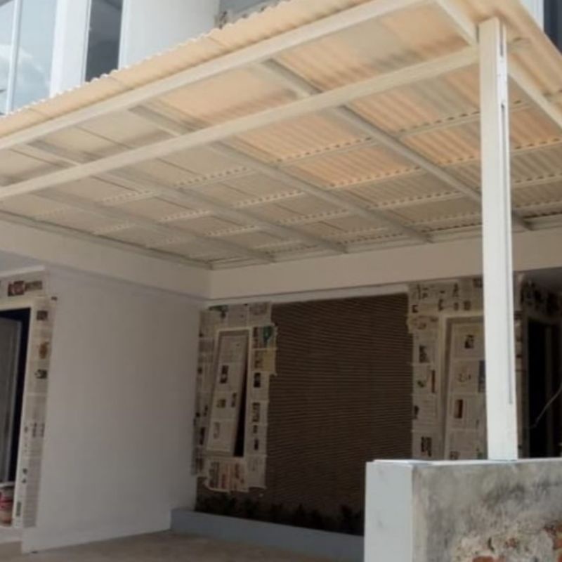 Kanopi Baja Ringan Alderon RS singgle tiang doble terpasang