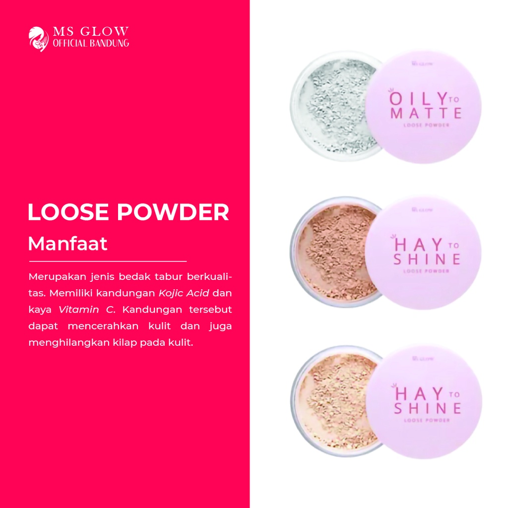 Loose Powder Ms Glow Hay To Shine Natural Anti Sebum Ivory - By MsGlowofficialbandung
