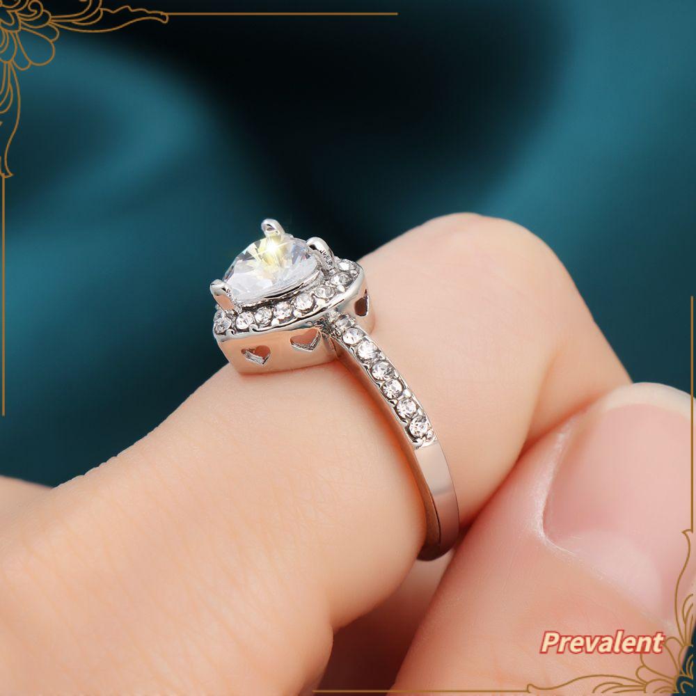 Preva Cincin Kawin Berlian Ukuran 5-10 Perhiasan Wanita Klasik Alloy Pertunangan